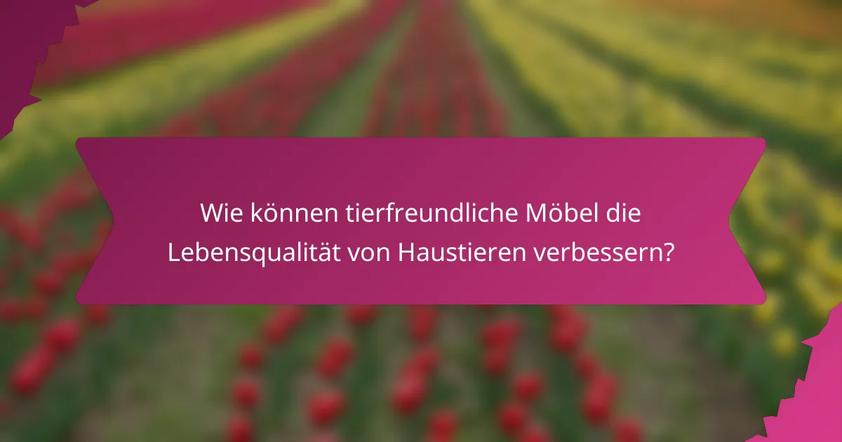 Wie können tierfreundliche Möbel die Lebensqualität von Haustieren verbessern?